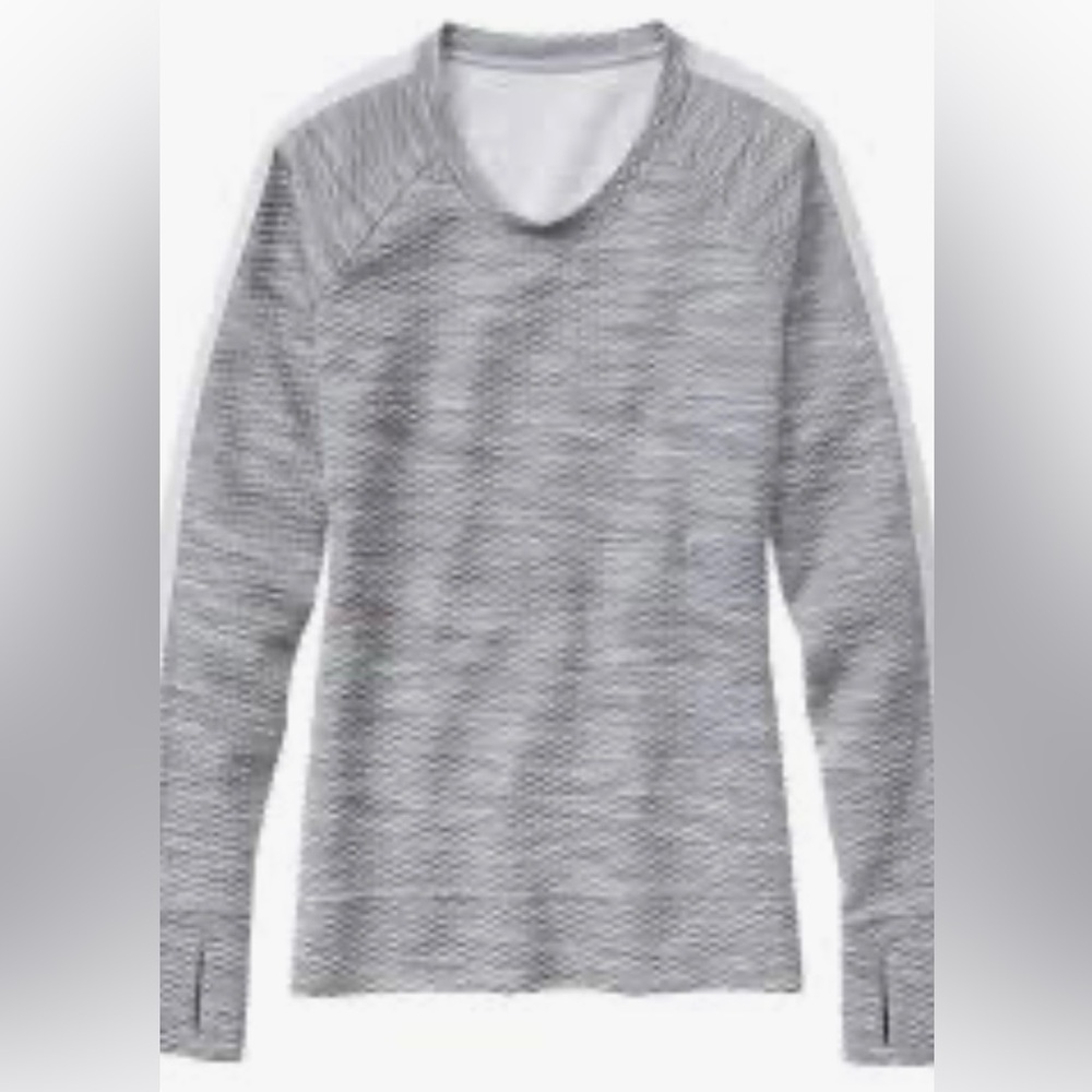 Athleta Women’s Snowscape Crew Gray and White Long Sleeve Top Size Lg - Picture 12 of 12